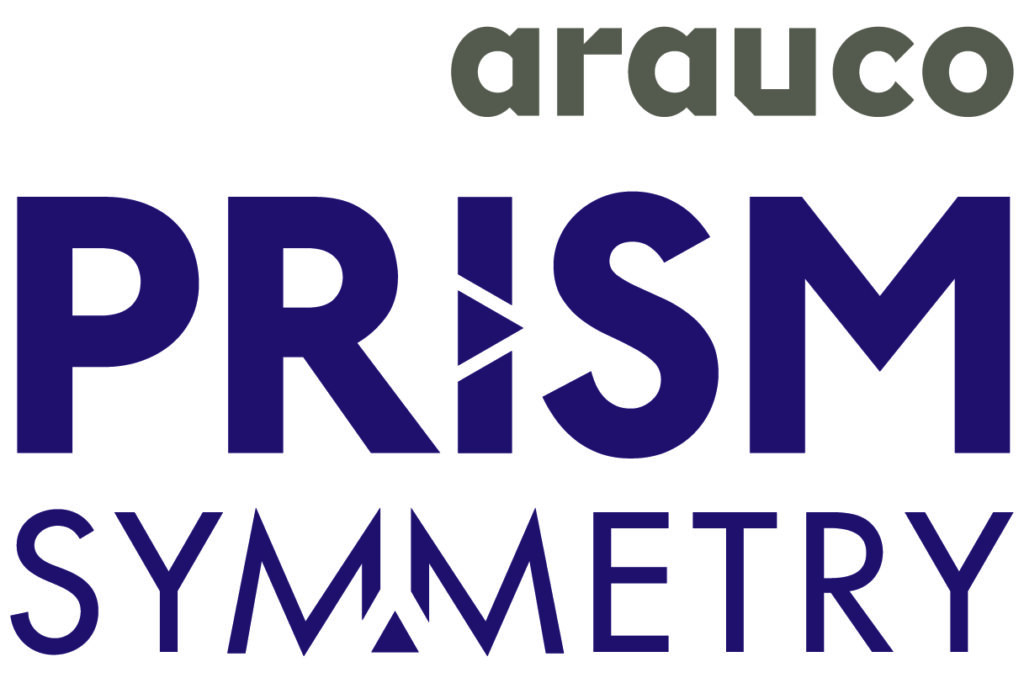 Arauco-PRISM-Symmetry_2C-1 abstract geometric design with symmetrical patterns and contrasting colors.